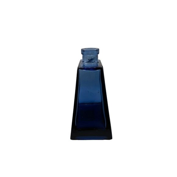 Vintage Trapezium Deep Cobalt Blue Glass Bottle Heavy Apothecary Serving Decante - Picture 6 of 7